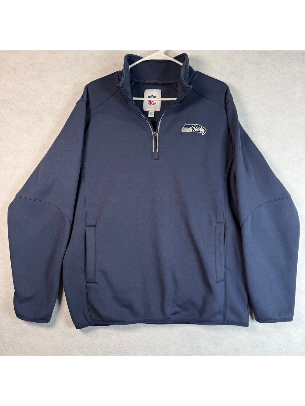 Seattle Seahawks NFL Men's Navy 1/4 Zip Pullover Sweatshirt Jacket Large